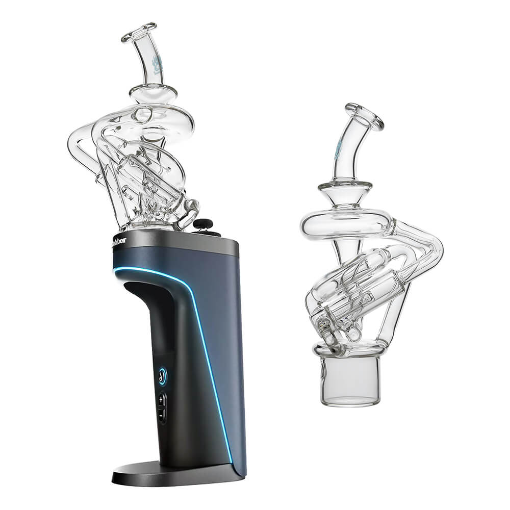 Calibear Double Jet Vortex Glass Attachment for Dr. Dabber Switch 2 premium borosilicate recycler glass top