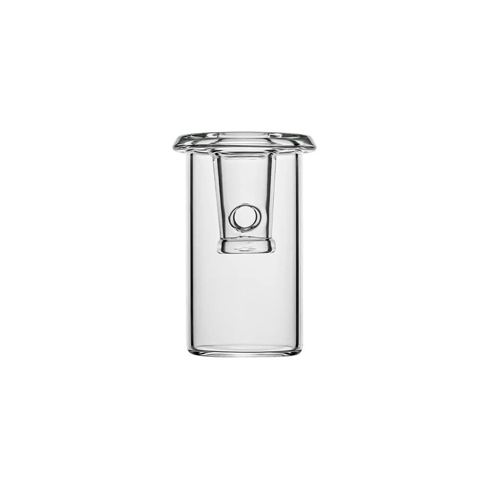 Calibear Dry Whip Adapter (Clear) standalone view showing cylindrical glass chamber and internal 14.5mm male joint connection