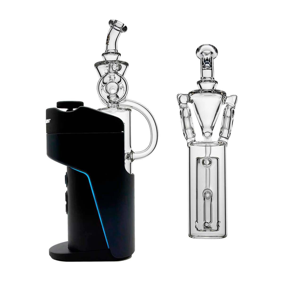 Calibear Dual Donut Recycler Glass Attachment for Dr. Dabber Switch Go with donut recycler chamber and clear borosilicate glass