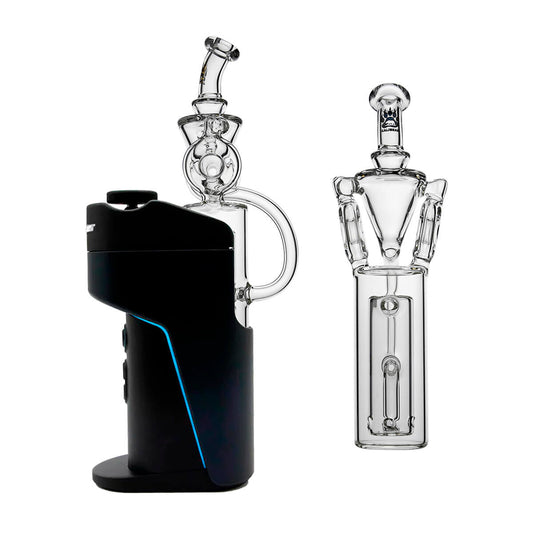 Calibear Dual Donut Recycler Glass Attachment for Dr. Dabber Switch Go with donut recycler chamber and clear borosilicate glass