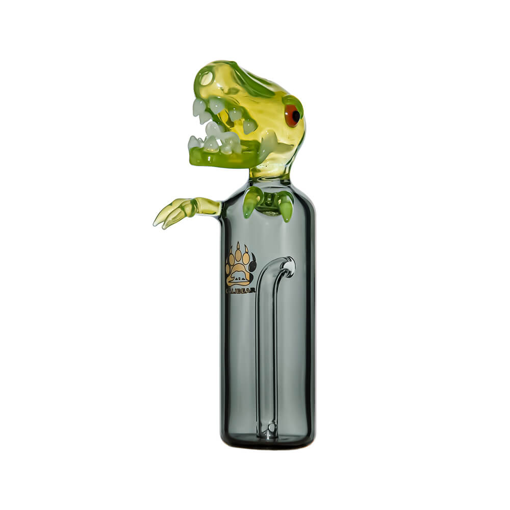 Calibear Heady Dino Glass Attachment with sculpted dinosaur head for Dr.Dabber Switch GO