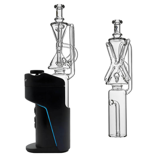 Calibear Hourglass Recycler Glass Attachment for Dr. Dabber Switch Go with hourglass recycler chamber and clear borosilicate glass