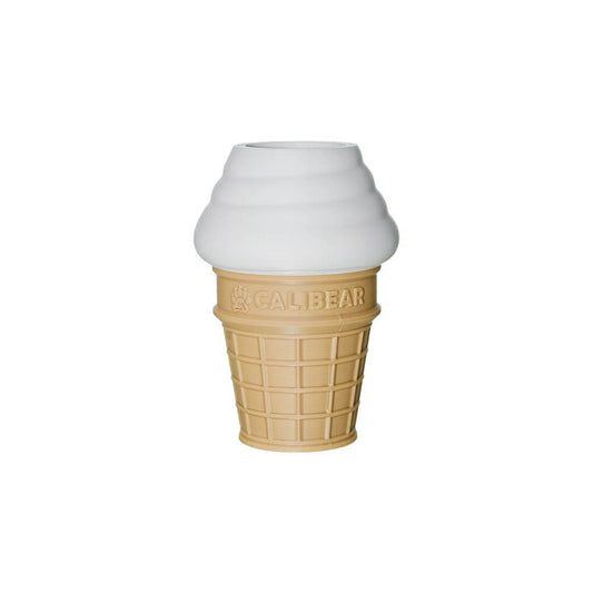 Calibear Ice Cream Glass Stand (Color) for Dr. Dabber Switch Go, standalone ice cream cone-shaped glass attachment holder with soft-serve swirl and waffle cone base.