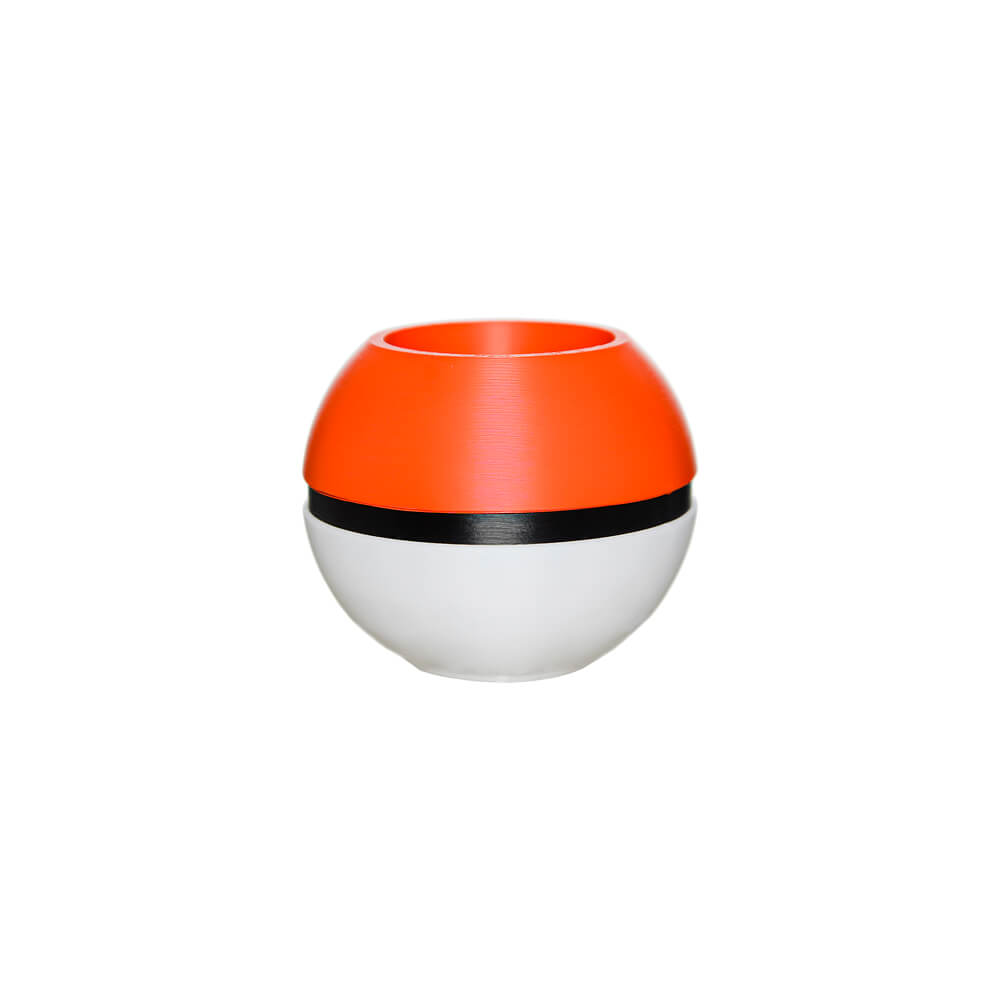 Calibear Magic Ball Proxy Stand (Red & White), rear view of the spherical Puffco Proxy Core holder showing the smooth red-and-white body and top opening