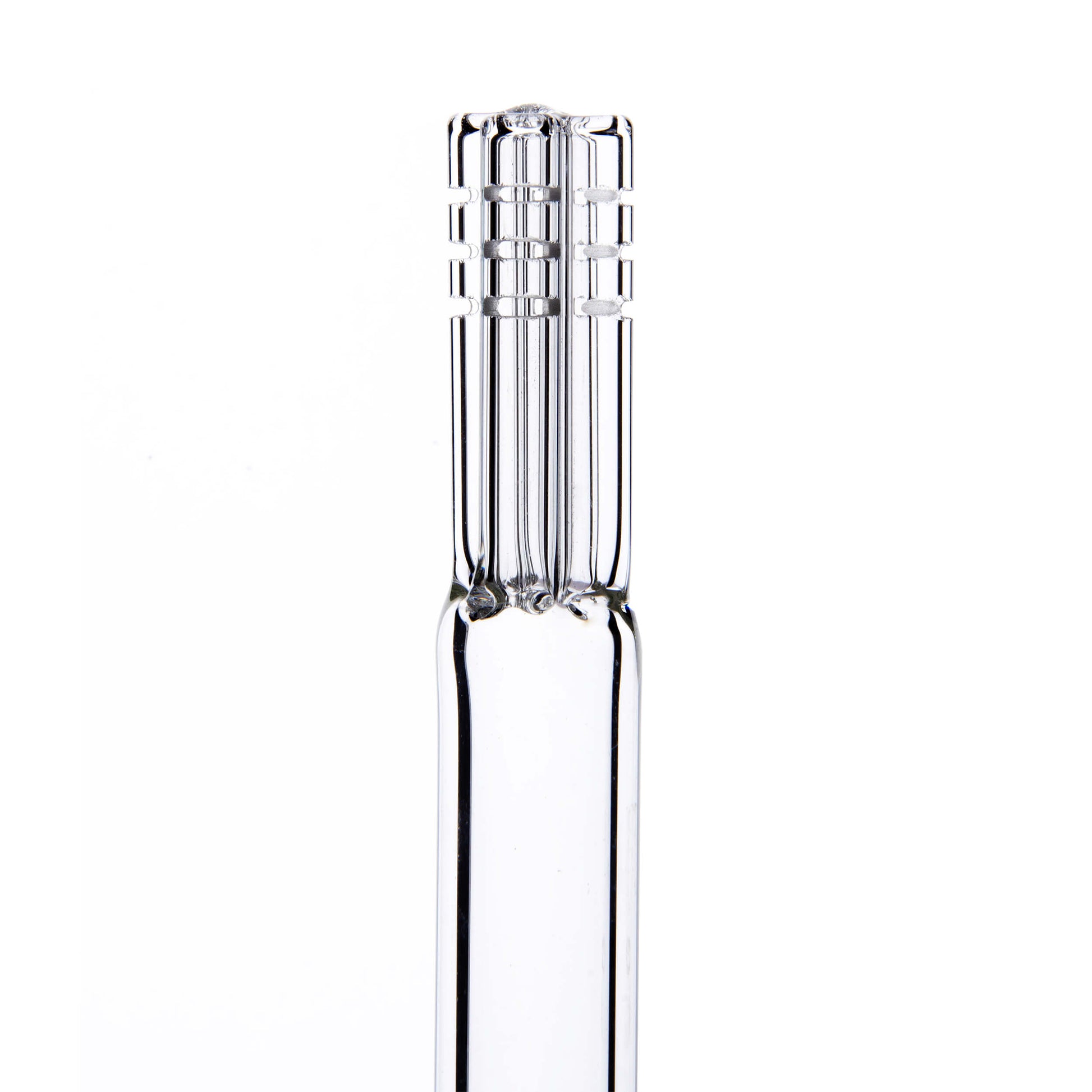 Calibear Premium 4-Arm Tree Perc Glass Downstem showing the precision diffusion slots on the tree percolator arms and a frosted joint against a solid white background, available in various color options.