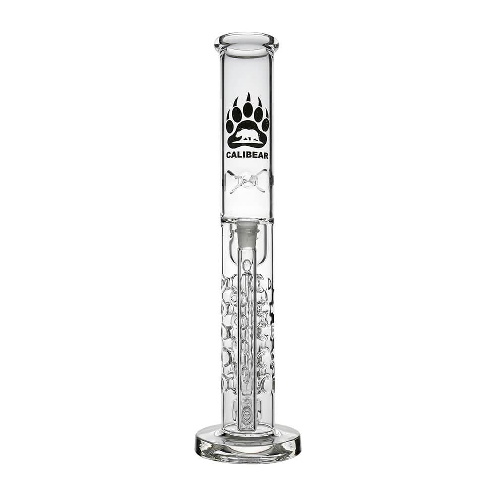 Calibear Premium Flower Straight Fab Klein Tube Recycler (Clear) with Flower of Life Perc, Klein recycling pathways and 14mm joint