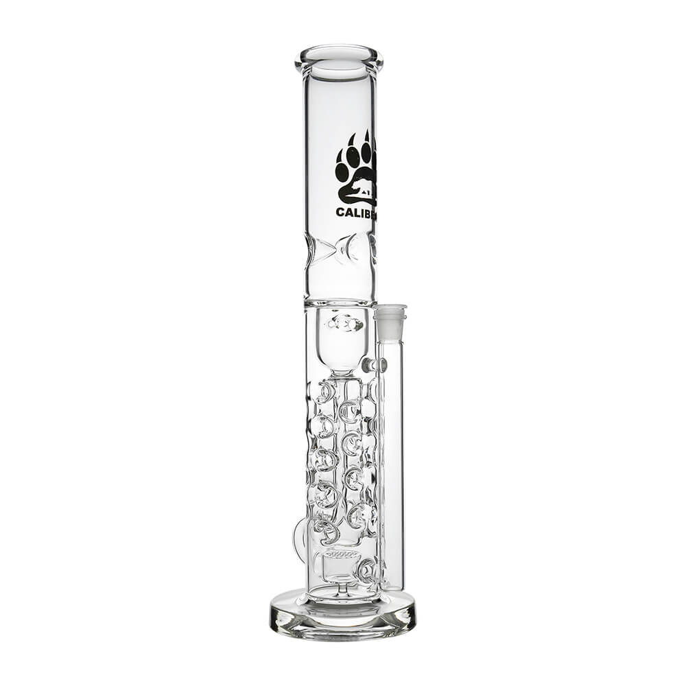 Calibear Premium Flower Straight Fab Klein Tube Recycler (Clear) with Flower of Life Perc, Klein recycling pathways and 14mm joint