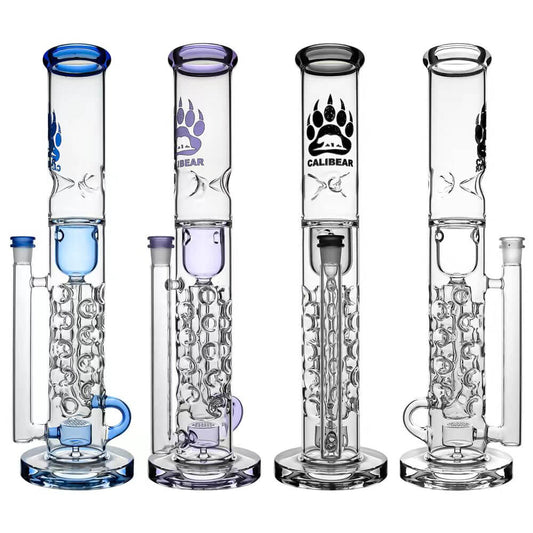 Calibear Premium Flower Straight Fab Klein Tube Recycler with Flower of Life Perc, Klein recycling pathways and 14mm joint