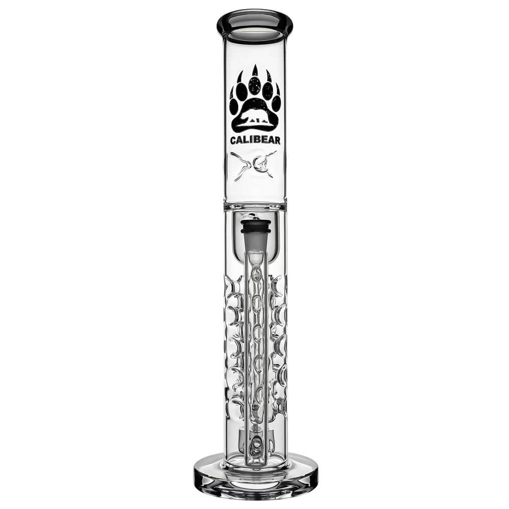 Calibear Premium Flower Straight Fab Klein Tube Recycler (Transparent Black) with Flower of Life Perc, Klein recycling pathways and 14mm joint
