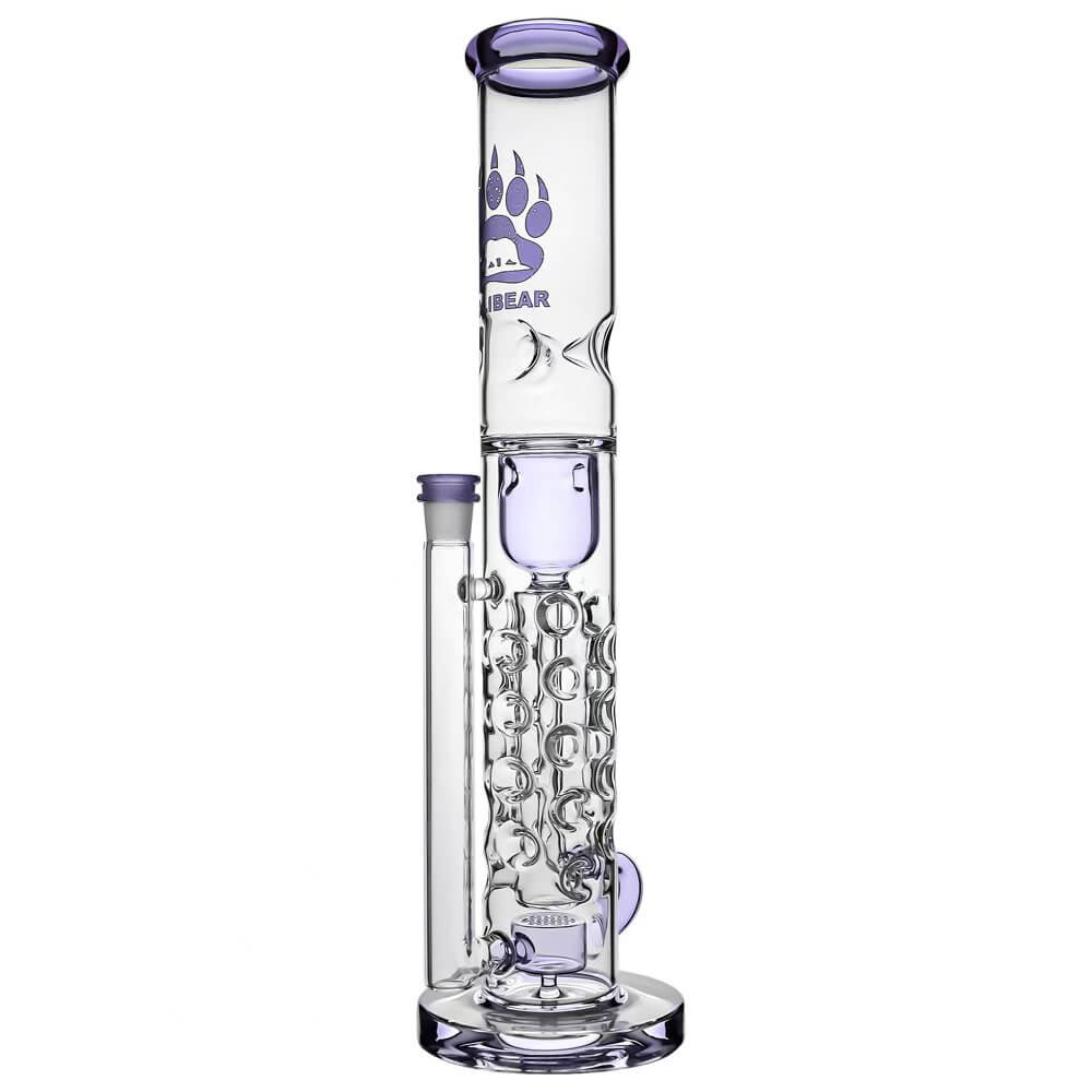 Calibear Premium Flower Straight Fab Klein Tube Recycler (Purple) with Flower of Life Perc, Klein recycling pathways and 14mm joint