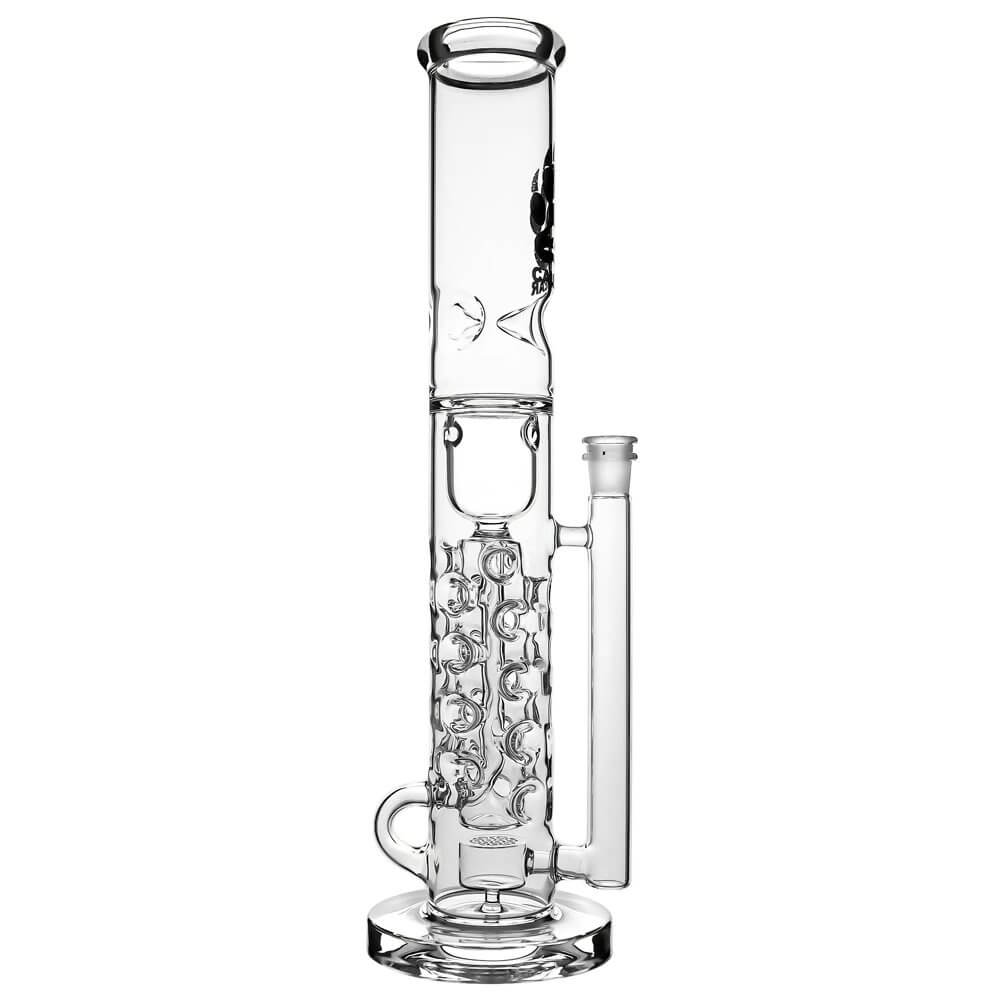 Calibear Premium Flower Straight Fab Klein Tube Recycler (Clear) with Flower of Life Perc, Klein recycling pathways and 14mm joint