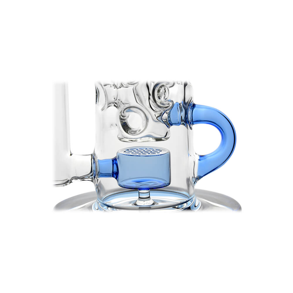 Calibear Premium Flower Straight Fab Klein Tube Recycler (Blue-D) with Flower of Life Perc, Klein recycling pathways and 14mm joint
