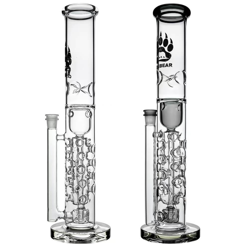 Calibear Premium Flower Straight Fab Torus Tube Incycler (Transparent-Black and Clear) with Triseed Perc and internal recycling pathways