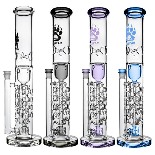 Calibear Premium Flower Straight Fab Torus Tube Incycler (Clear, Transparent Black, Purple & Blue-D) with Triseed Perc and internal recycling pathways