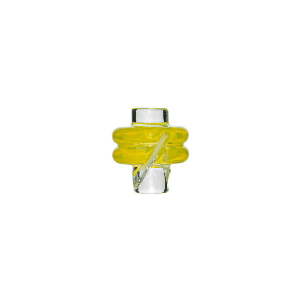 Calibear Premium Spinner Carb Cap (Lemon Candy) for Dr. Dabber Switch 2, Puffco Peak, Focus V Carta and compatible 20mm/25mm OD quartz bangers, double-ring spiral glass design