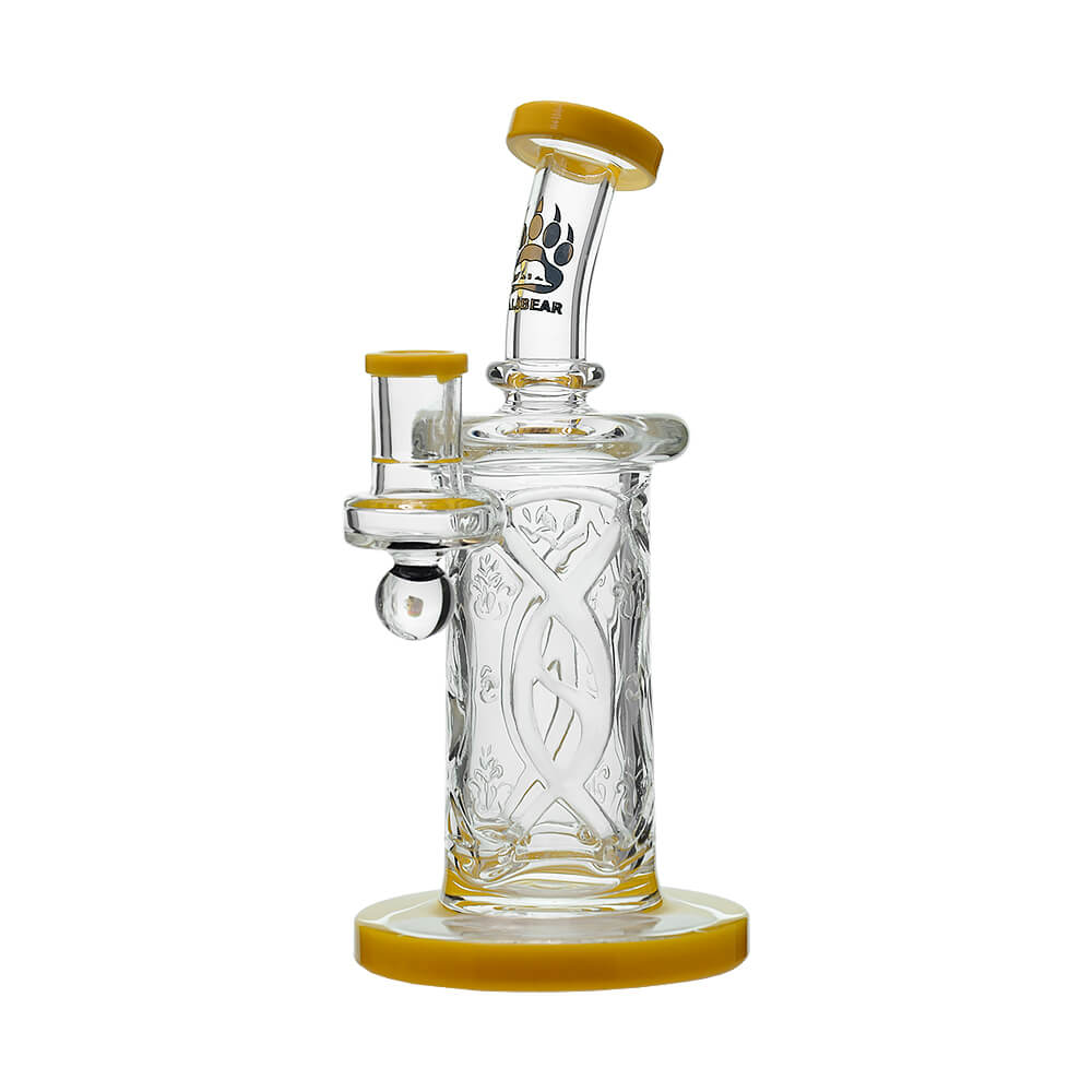 PREMIUM WALL PERC DAB RIG W/OPAL- Premium borosilicate glass dab rig from Calibear Glass. Ideal for dabbing, providing smooth hits and durability. Shop high-quality dab rigs, water pipes, bongs, erig glasses and glass smoking accessories at Calibear Glass