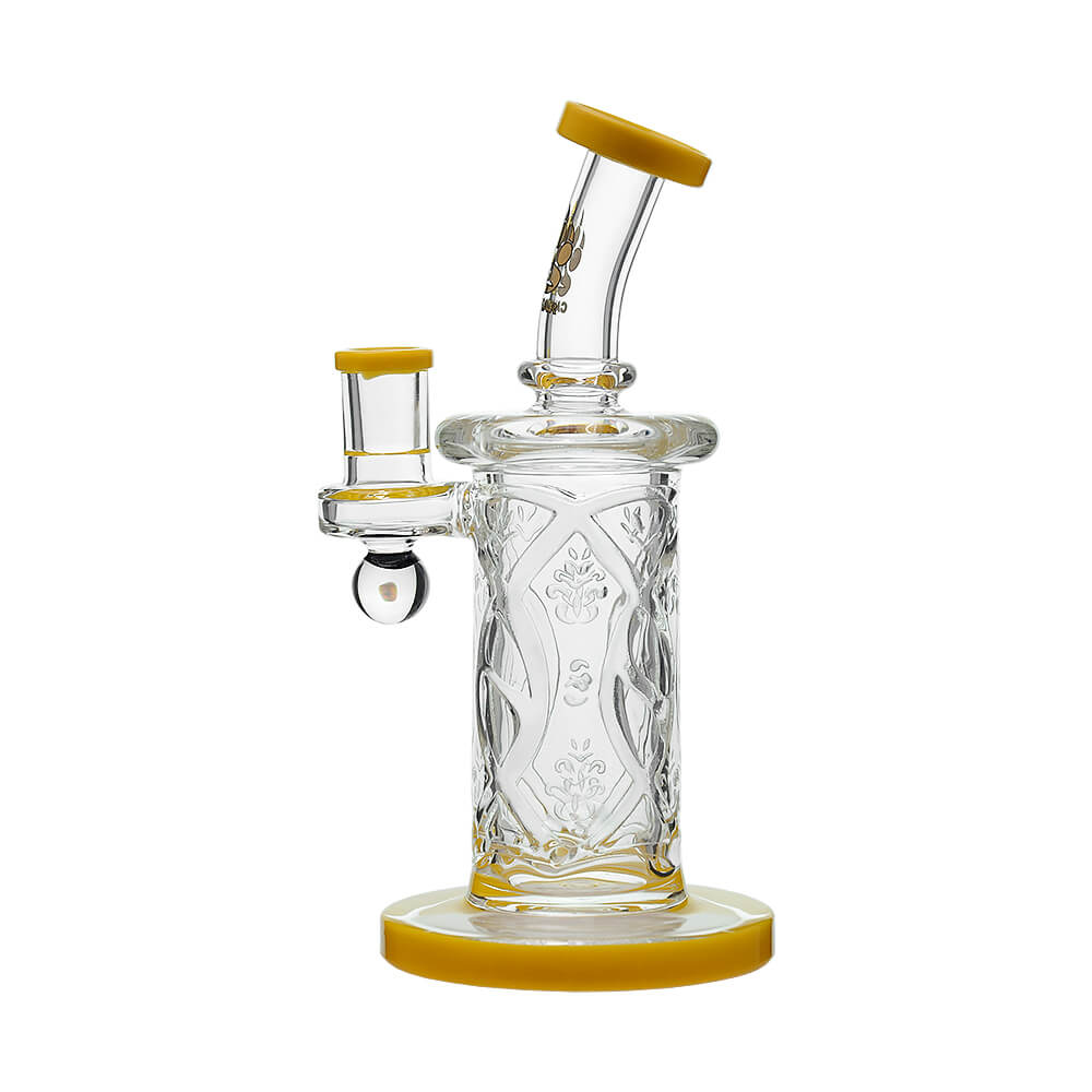 PREMIUM WALL PERC DAB RIG W/OPAL- Premium borosilicate glass dab rig from Calibear Glass. Ideal for dabbing, providing smooth hits and durability. Shop high-quality dab rigs, water pipes, bongs, erig glasses and glass smoking accessories at Calibear Glass