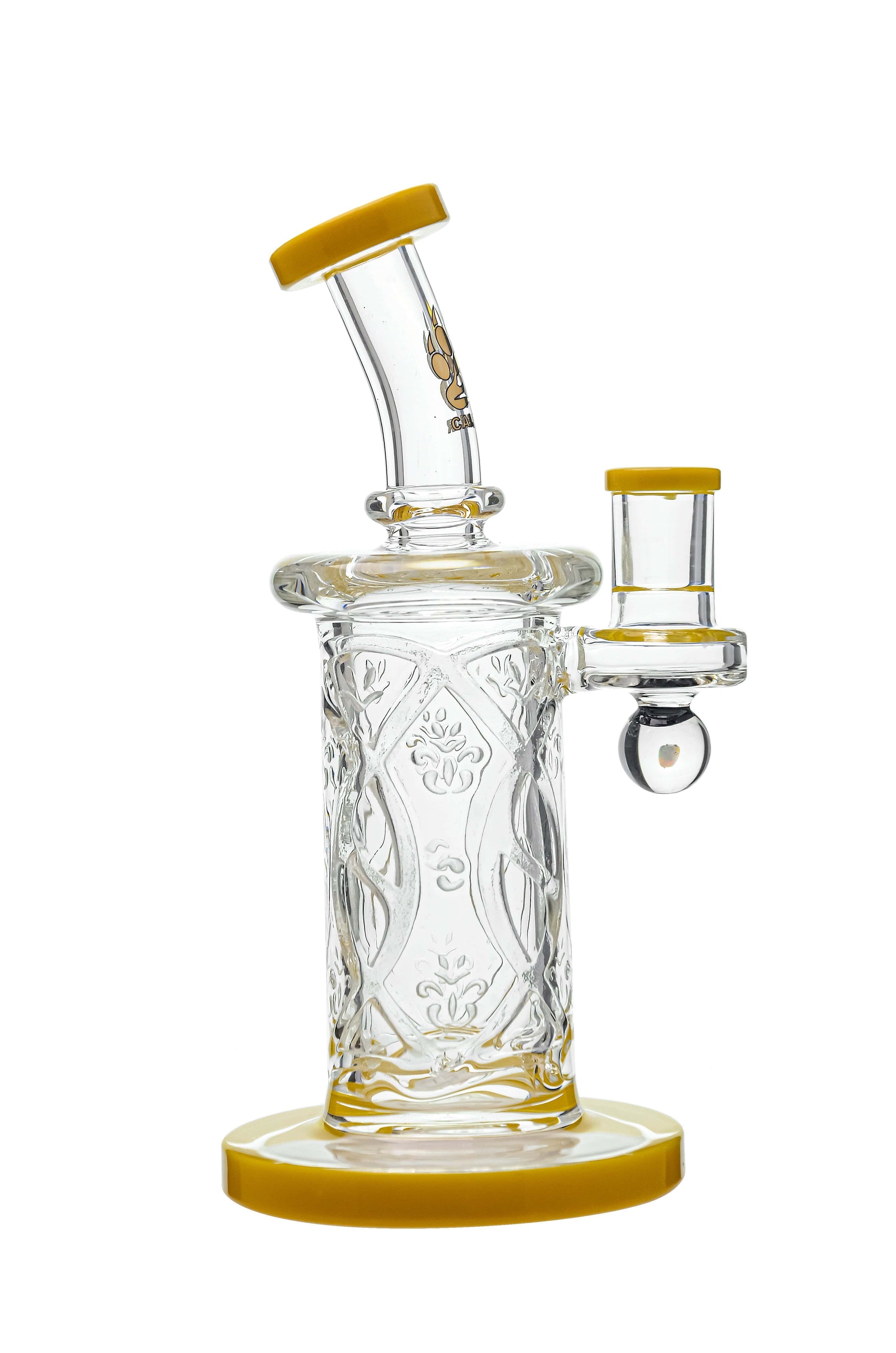 PREMIUM WALL PERC DAB RIG W/OPAL- Premium borosilicate glass dab rig from Calibear Glass. Ideal for dabbing, providing smooth hits and durability. Shop high-quality dab rigs, water pipes, bongs, erig glasses and glass smoking accessories at Calibear Glass