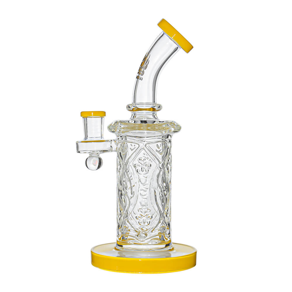 PREMIUM WALL PERC DAB RIG W/OPAL- Premium borosilicate glass dab rig from Calibear Glass. Ideal for dabbing, providing smooth hits and durability. Shop high-quality dab rigs, water pipes, bongs, erig glasses and glass smoking accessories at Calibear Glass