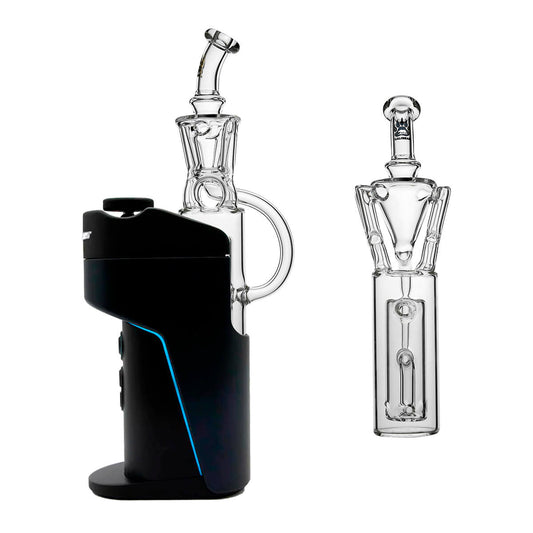 Calibear Quad Recycler Glass Attachment (Clear) with four-arm recycler chamber and internal perc for Dr. Dabber Switch GO
