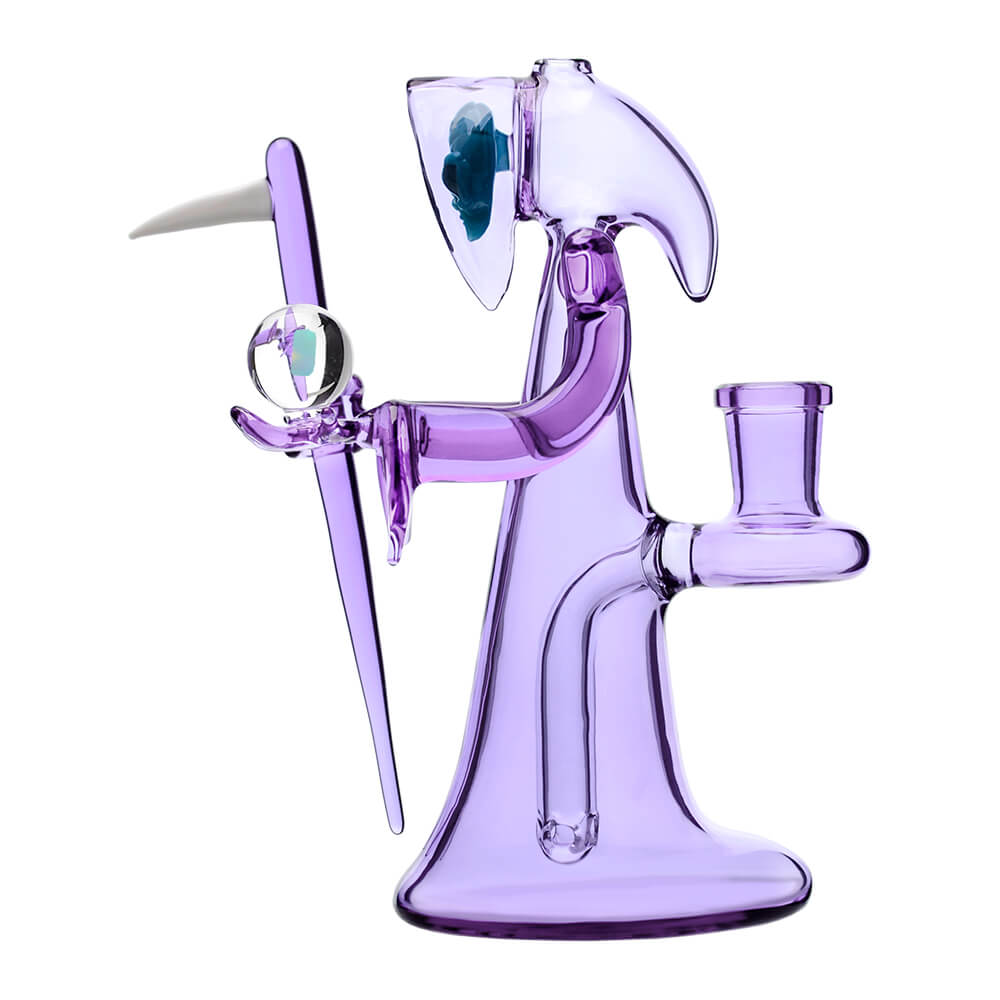 CALIBEAR REAPER RIG WITH REMOVABLE SCYTHE DABBER-Premium borosilicate glass dab rig from Calibear Glass. Ideal for dabbing, providing smooth hits and durability. Shop high-quality dab rigs, water pipes, bongs, erig glasses and glass smoking accessories at Calibear Glass. Elevate your smoking experience with a durable and stylish glass dab rig. Free shipping on all orders