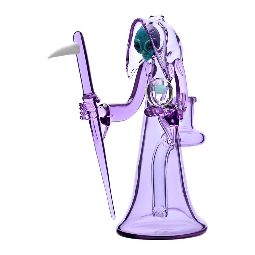 CALIBEAR REAPER RIG WITH REMOVABLE SCYTHE DABBER-Premium borosilicate glass dab rig from Calibear Glass. Ideal for dabbing, providing smooth hits and durability. Shop high-quality dab rigs, water pipes, bongs, erig glasses and glass smoking accessories at Calibear Glass. Elevate your smoking experience with a durable and stylish glass dab rig. Free shipping on all orders