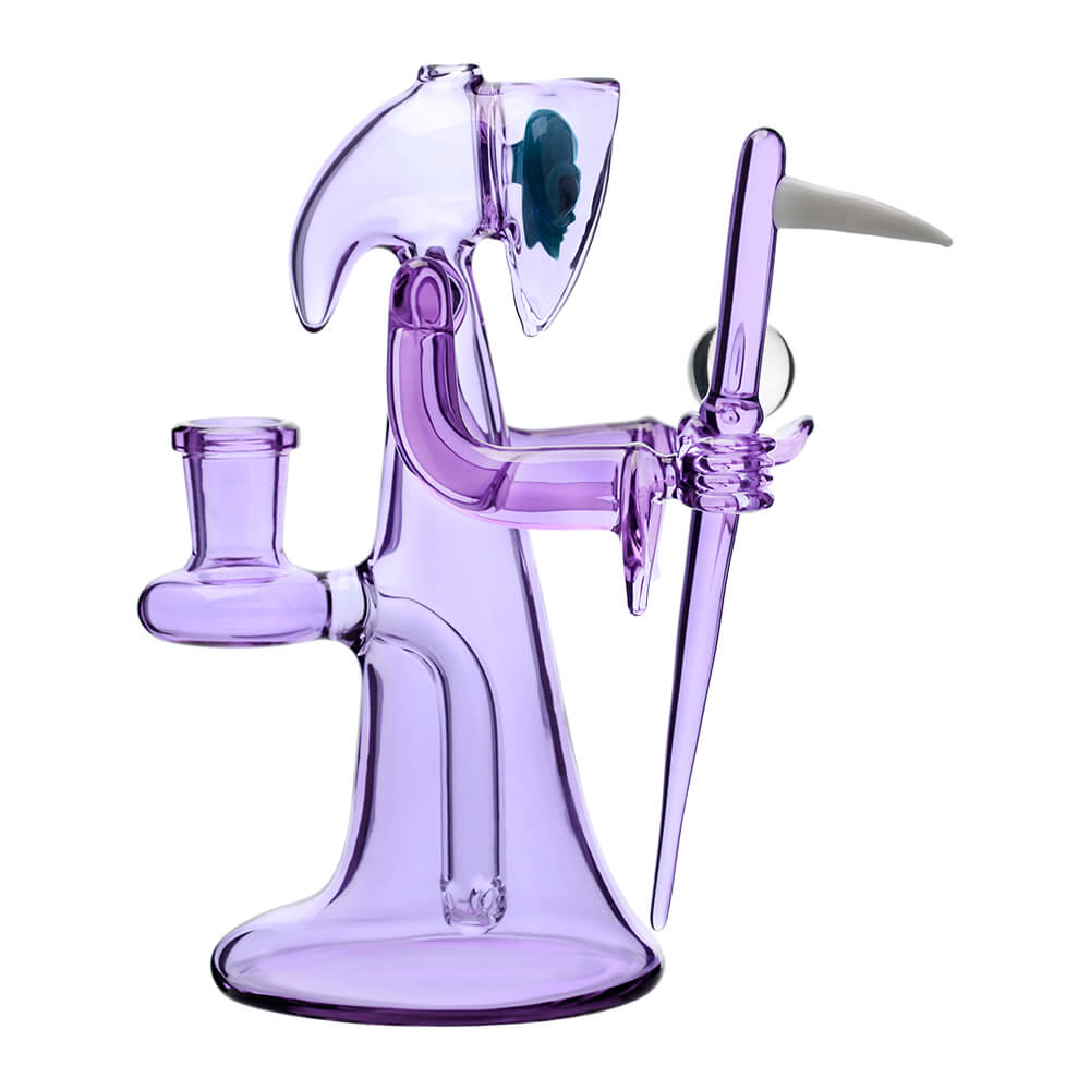 CALIBEAR REAPER RIG WITH REMOVABLE SCYTHE DABBER-Premium borosilicate glass dab rig from Calibear Glass. Ideal for dabbing, providing smooth hits and durability. Shop high-quality dab rigs, water pipes, bongs, erig glasses and glass smoking accessories at Calibear Glass. Elevate your smoking experience with a durable and stylish glass dab rig. Free shipping on all orders
