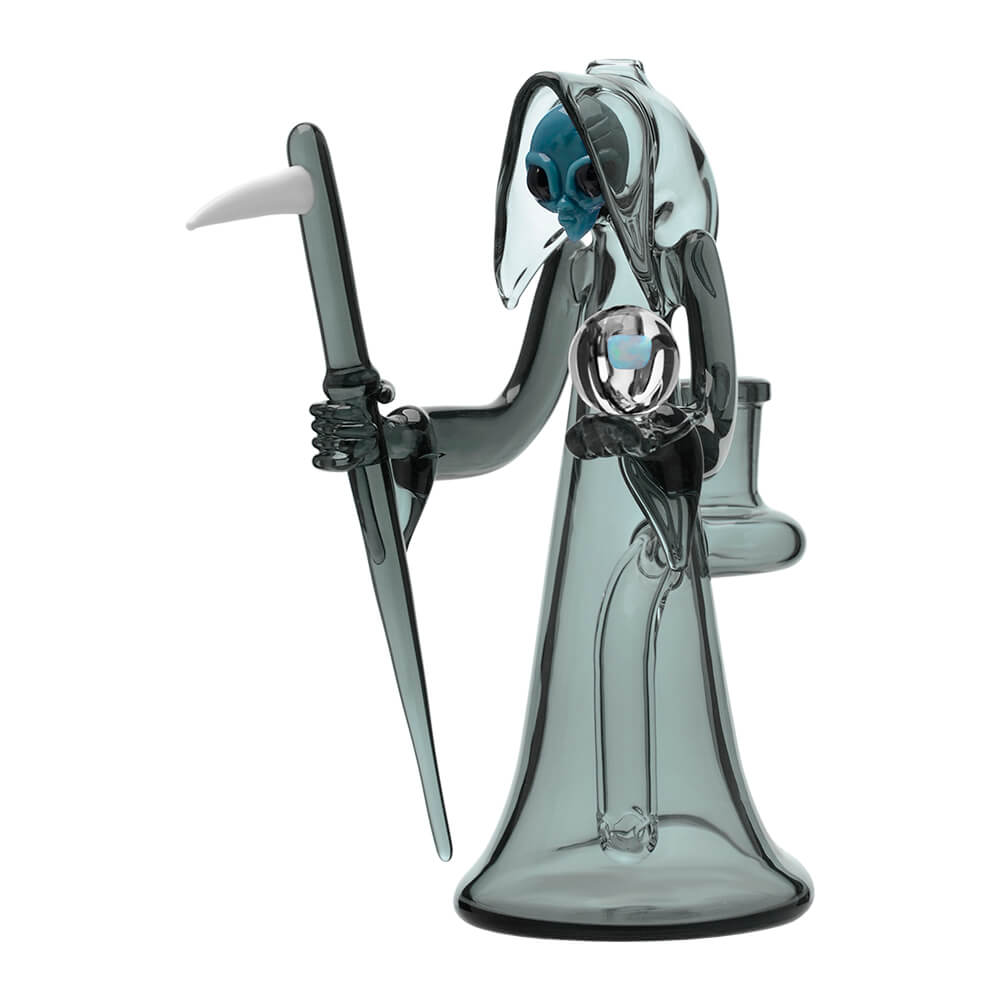 CALIBEAR REAPER RIG WITH REMOVABLE SCYTHE DABBER-Premium borosilicate glass dab rig from Calibear Glass. Ideal for dabbing, providing smooth hits and durability. Shop high-quality dab rigs, water pipes, bongs, erig glasses and glass smoking accessories at Calibear Glass. Elevate your smoking experience with a durable and stylish glass dab rig. Free shipping on all orders