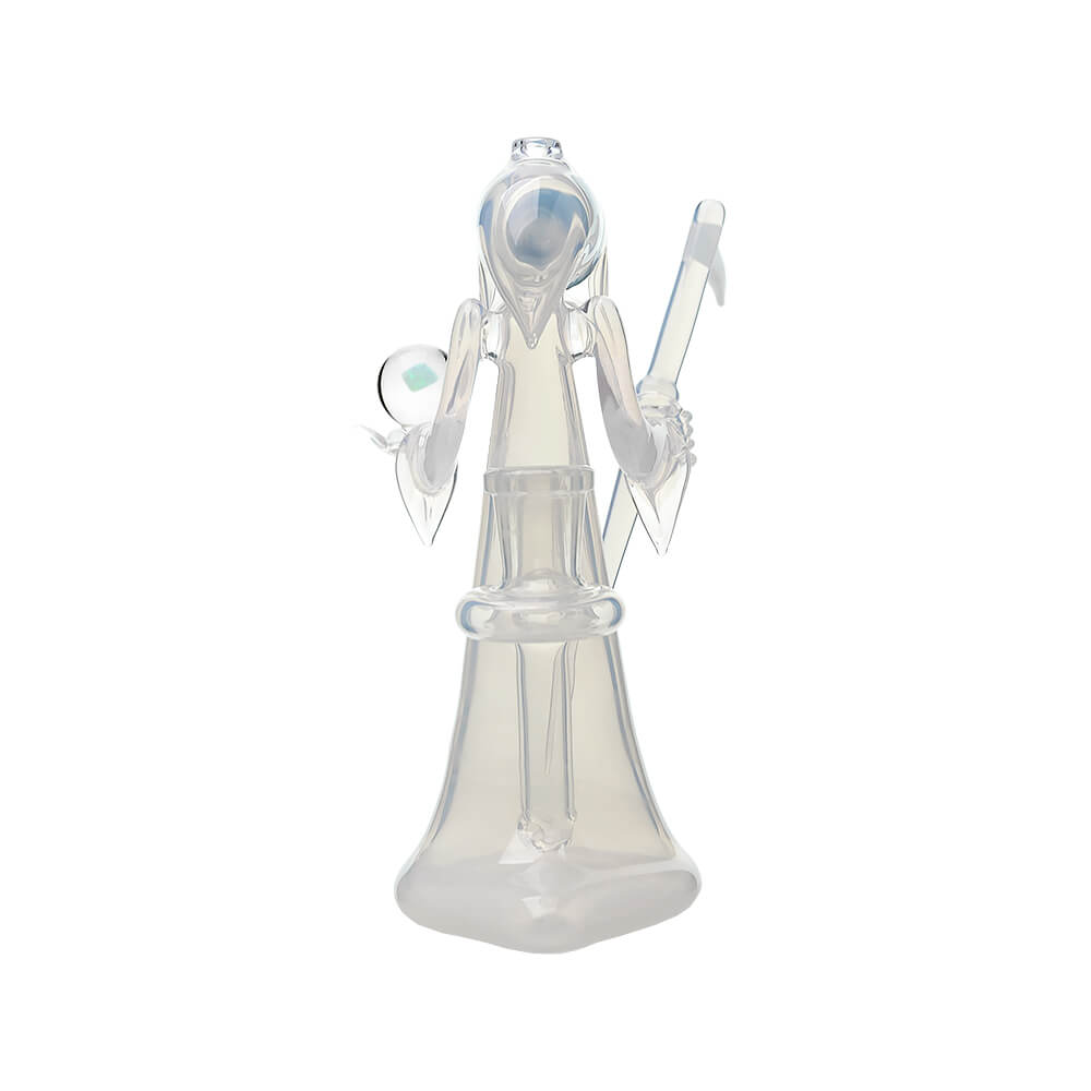 CALIBEAR REAPER RIG WITH REMOVABLE SCYTHE DABBER-Premium borosilicate glass dab rig from Calibear Glass. Ideal for dabbing, providing smooth hits and durability. Shop high-quality dab rigs, water pipes, bongs, erig glasses and glass smoking accessories at Calibear Glass. Elevate your smoking experience with a durable and stylish glass dab rig. Free shipping on all orders