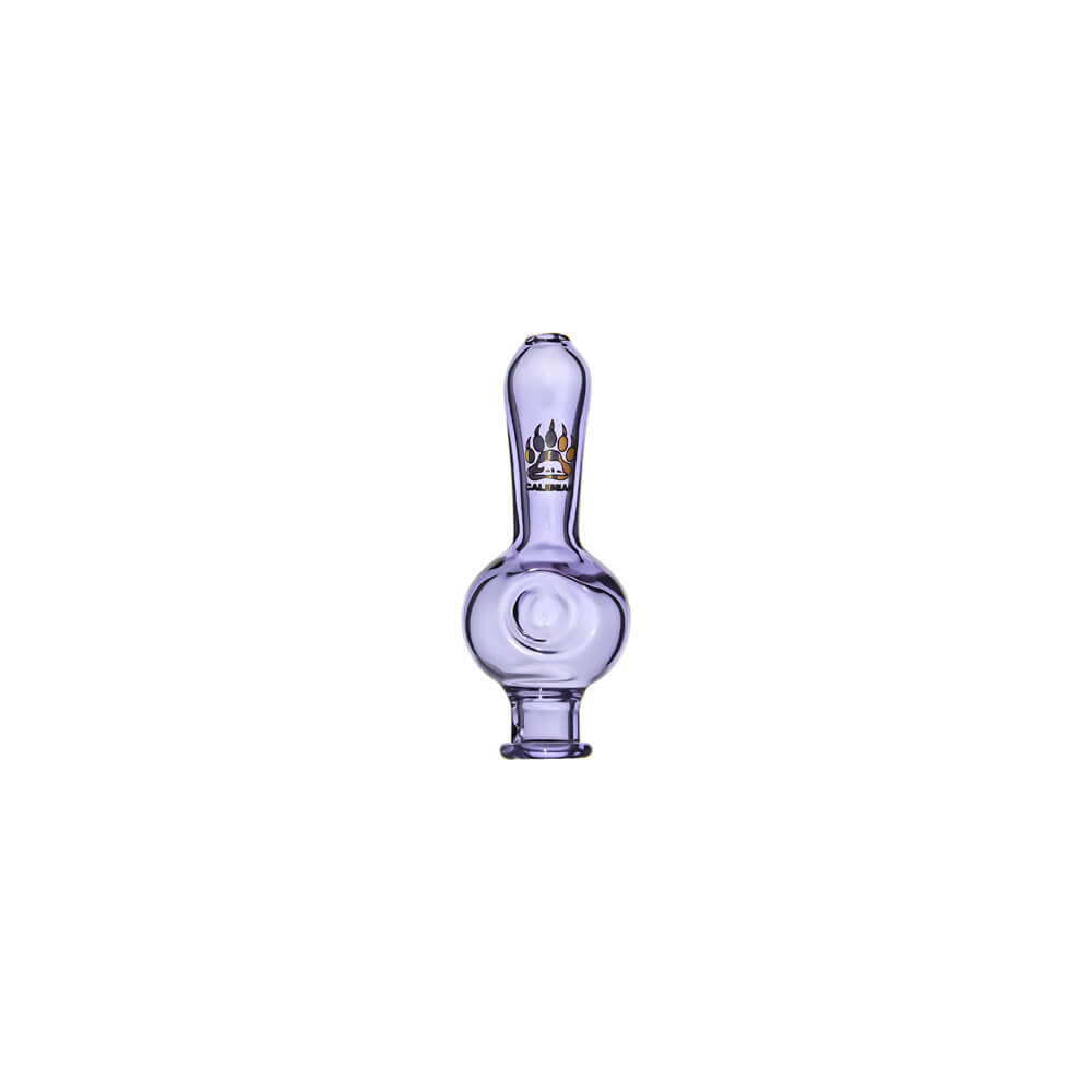Calibear Spoon Pipe Glass Mouthpiece (Purple) for Puffco Pivot with rounded spoon-style chamber and elongated glass mouthpiece