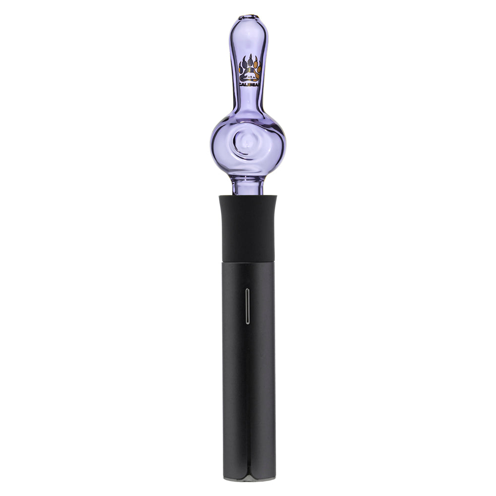 Calibear Spoon Pipe Glass Mouthpiece (Purple) for Puffco Pivot with rounded spoon-style chamber and elongated glass mouthpiece
