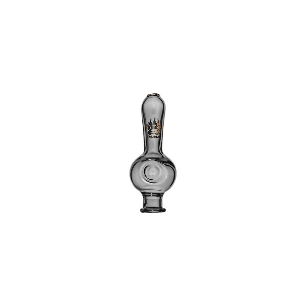 Calibear Spoon Pipe Glass Mouthpiece (Transparent Black) for Puffco Pivot with rounded spoon-style chamber and elongated glass mouthpiece