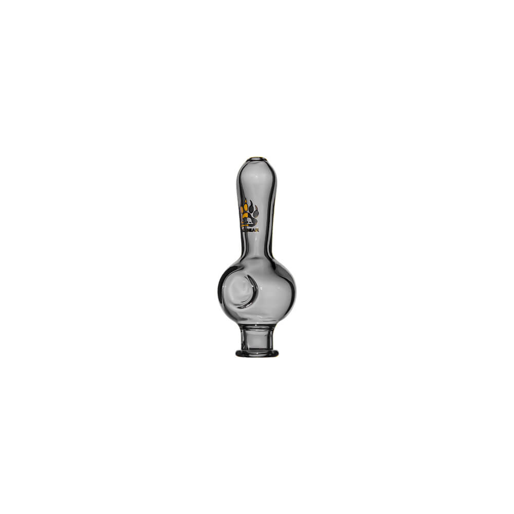 Calibear Spoon Pipe Glass Mouthpiece (Transparent Black) for Puffco Pivot with rounded spoon-style chamber and elongated glass mouthpiece