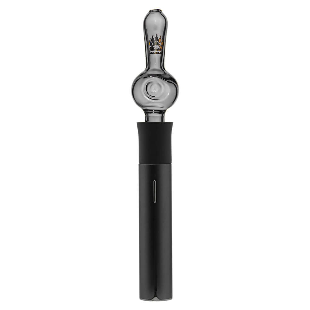 Calibear Spoon Pipe Glass Mouthpiece (Transparent Black) for Puffco Pivot with rounded spoon-style chamber and elongated glass mouthpiece