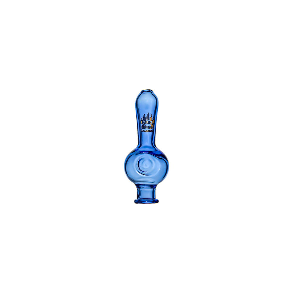 Calibear Spoon Pipe Glass Mouthpiece (Blue) for Puffco Pivot with rounded spoon-style chamber and elongated glass mouthpiece