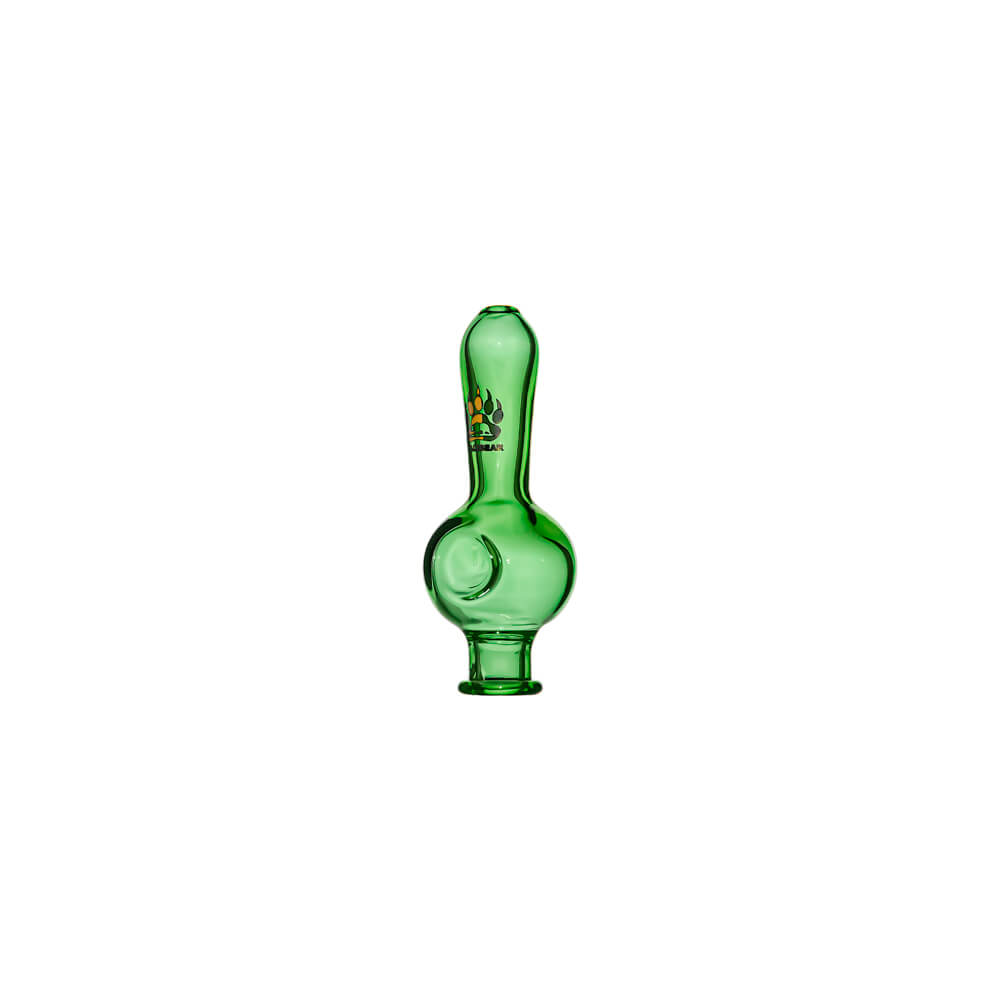 Calibear Spoon Pipe Glass Mouthpiece (Green) for Puffco Pivot with rounded spoon-style chamber and elongated glass mouthpiece