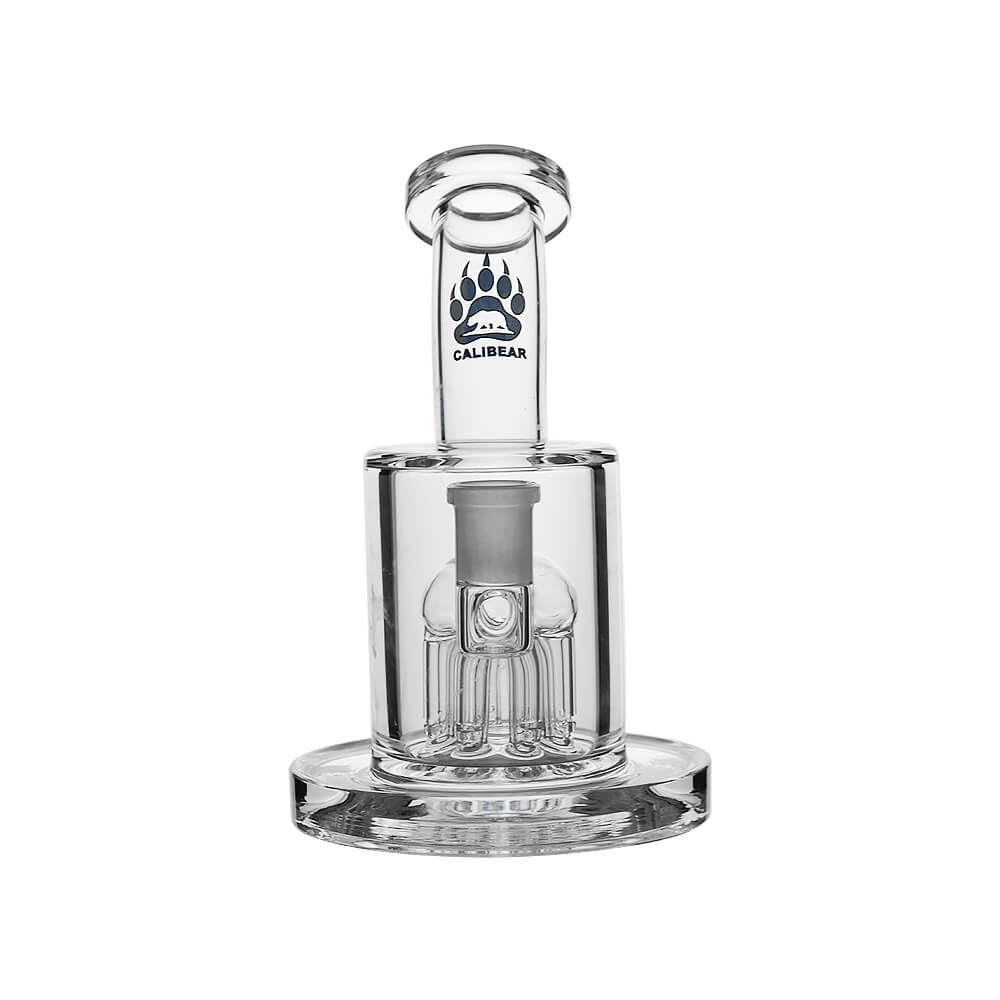 Calibear Thick Dab Rig (Clear) with Arm Tree Perc, bent-neck mouthpiece and side joint, left side view