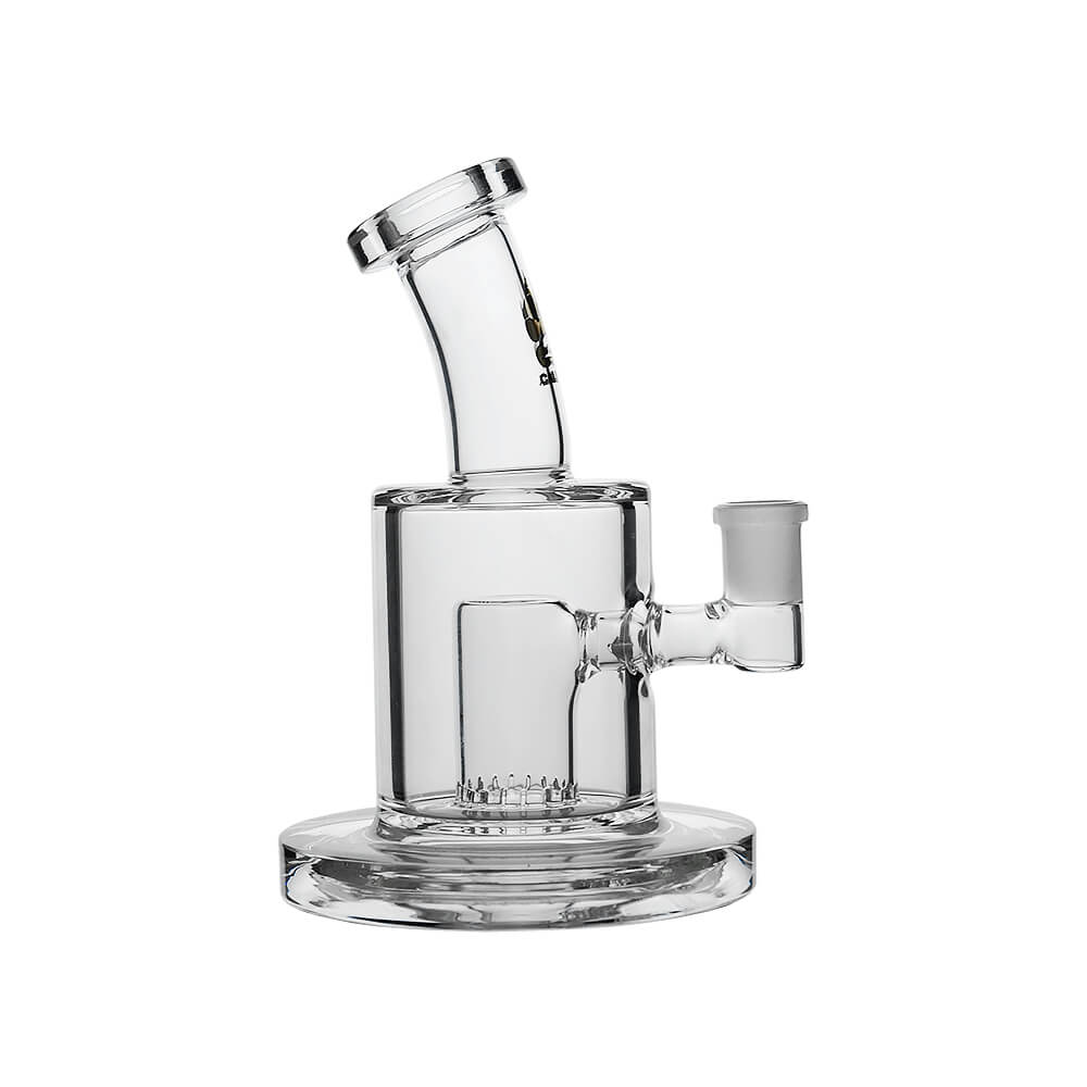 Side profile of Calibear Thick Dab Rig (Clear) showing side-mounted joint and internal Slitted Can Perc