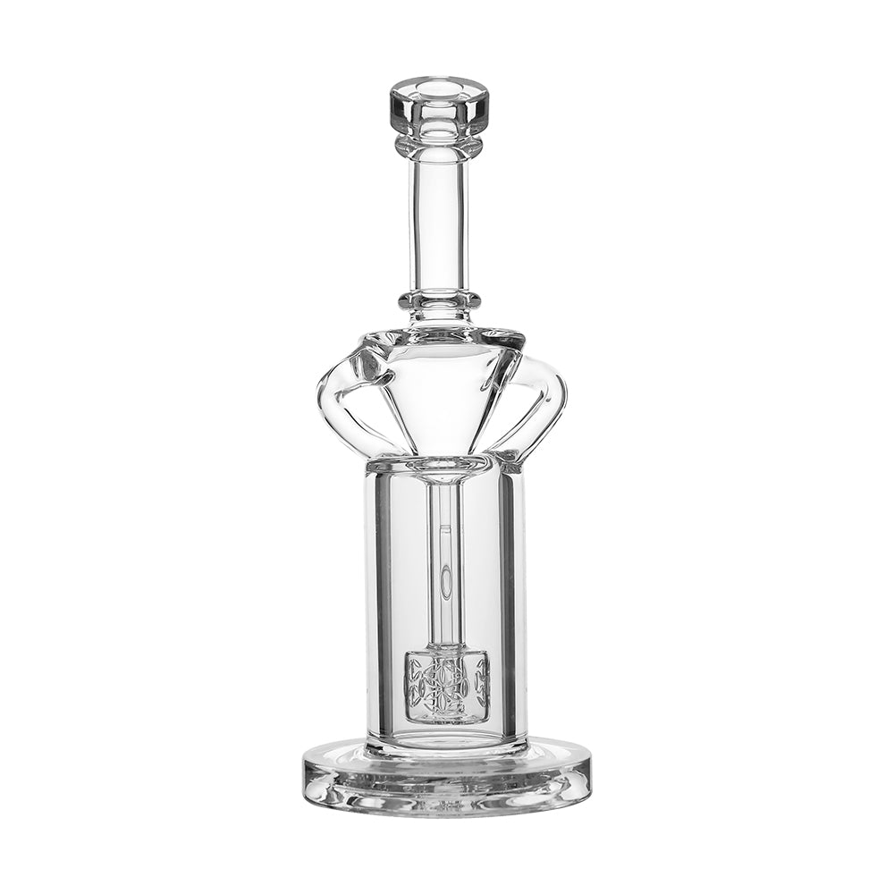 Calibear vortex turbo incycler glass bong with TRI-SEED perc, clear glass, 14.5mm joint, 8 inch with glow in the dark logo