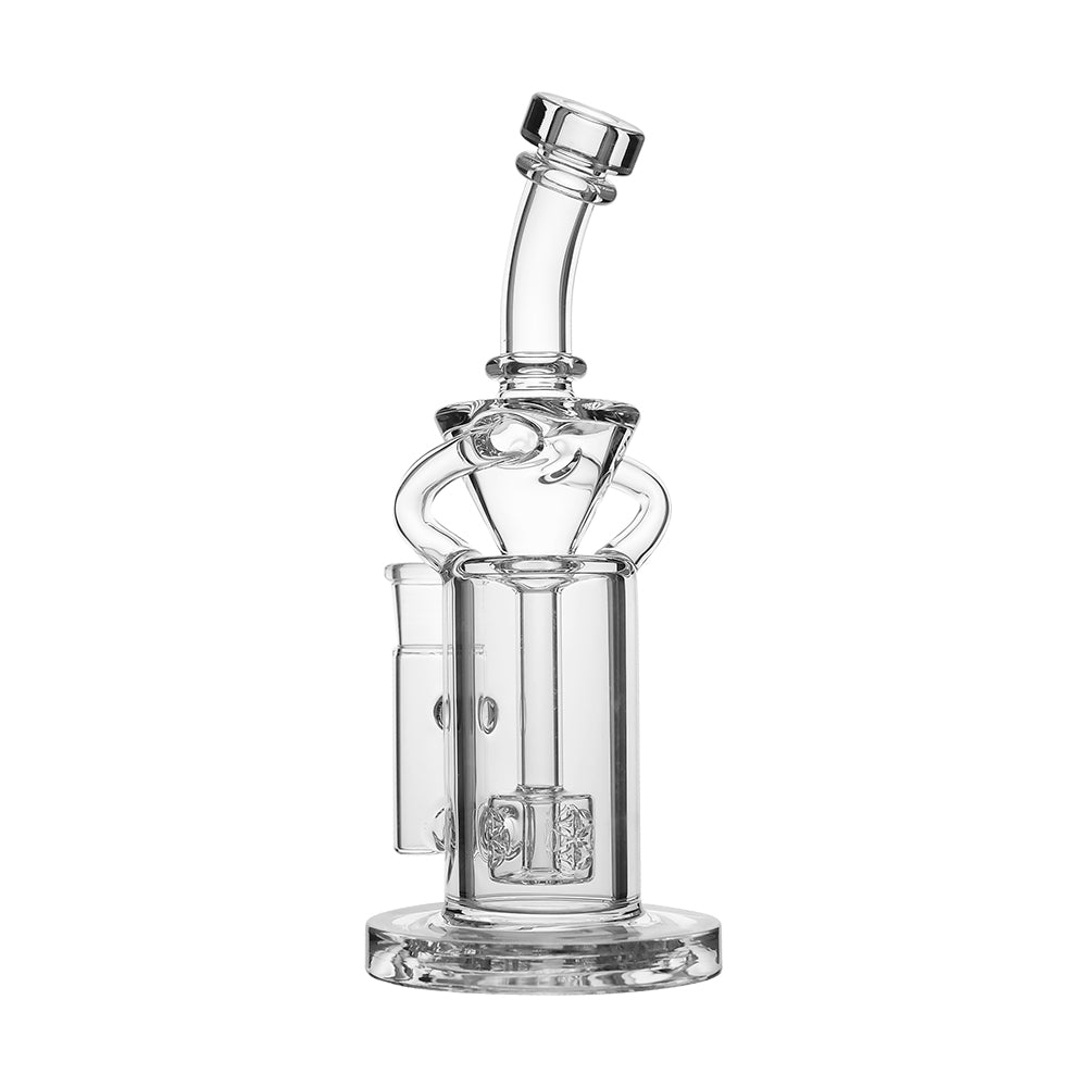 Calibear vortex turbo incycler glass bong with TRI-SEED perc, clear glass, 14.5mm joint, 8 inch with glow in the dark logo