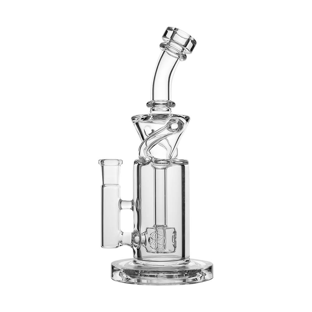 Calibear vortex turbo incycler glass bong with TRI-SEED perc, clear glass, 14.5mm joint, 8 inch with glow in the dark logo