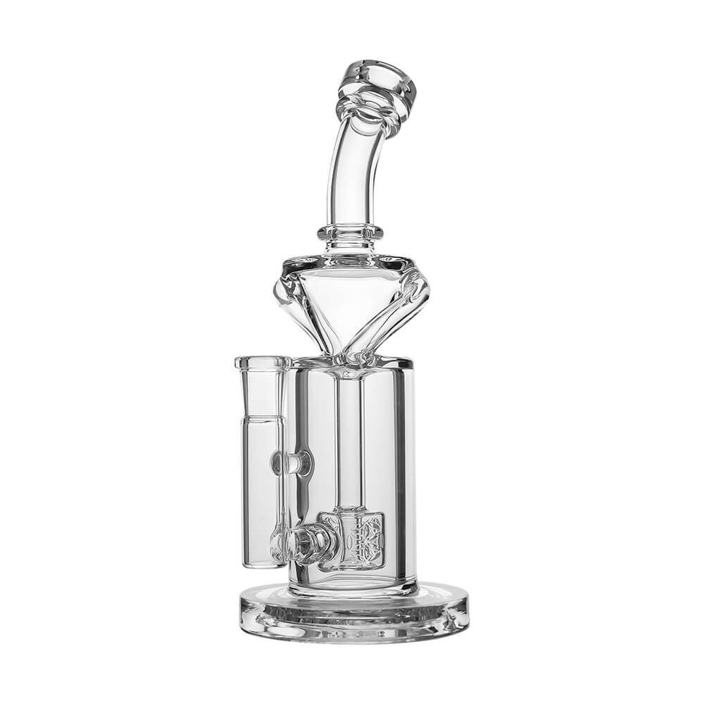 Calibear vortex turbo incycler glass bong with TRI-SEED perc, clear glass, 14.5mm joint, 8 inch with glow in the dark logo