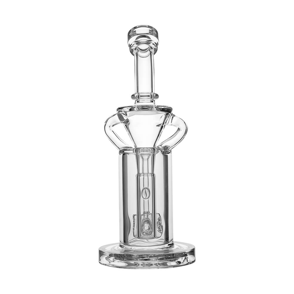 Calibear vortex turbo incycler glass bong with TRI-SEED perc, clear glass, 14.5mm joint, 8 inch with glow in the dark logo