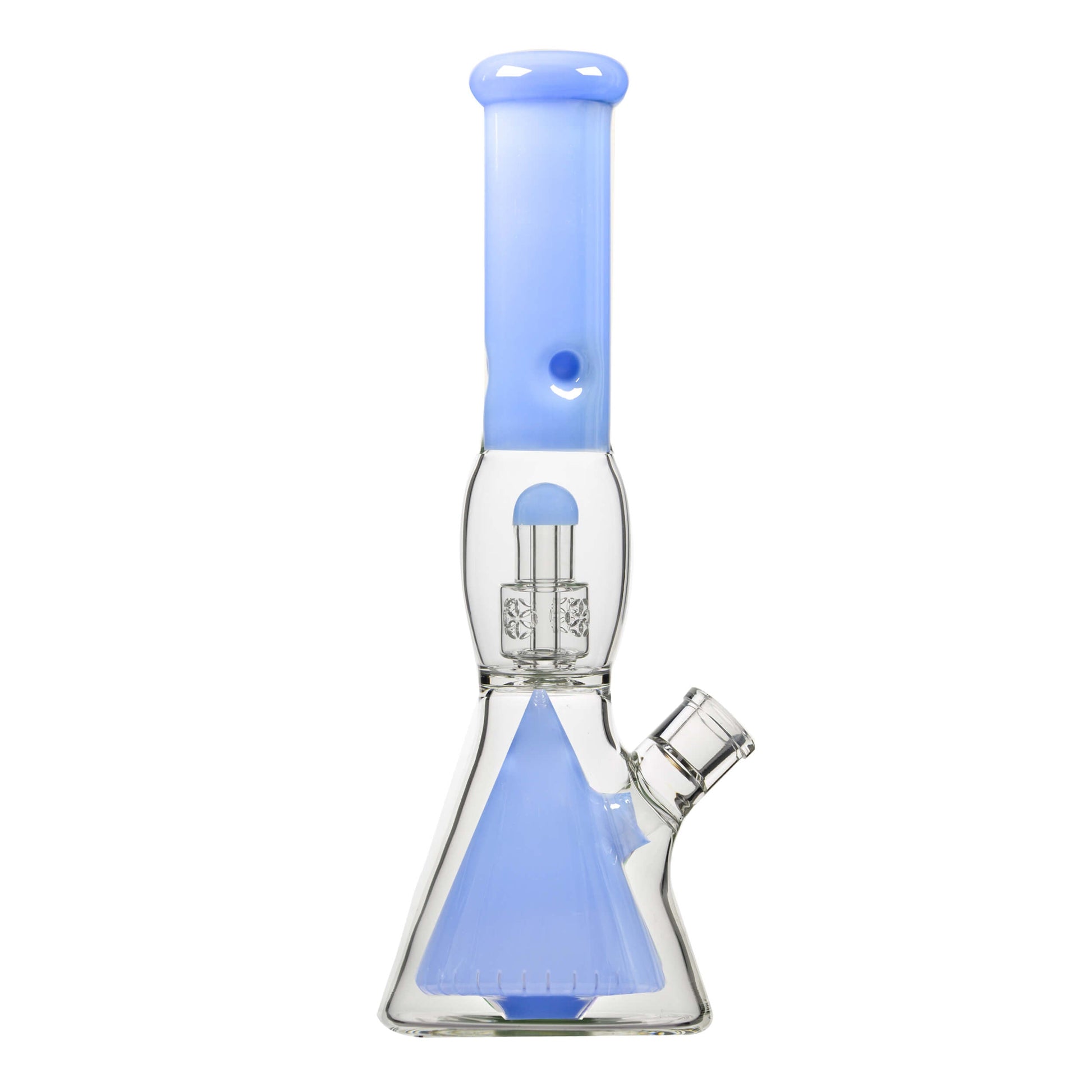 Calibear 16 inch Sol Collins Beaker Bong featuring a Collins downstem percolator, quad Seed of Life (SOL) perc, and smoke-tinted glass accents.