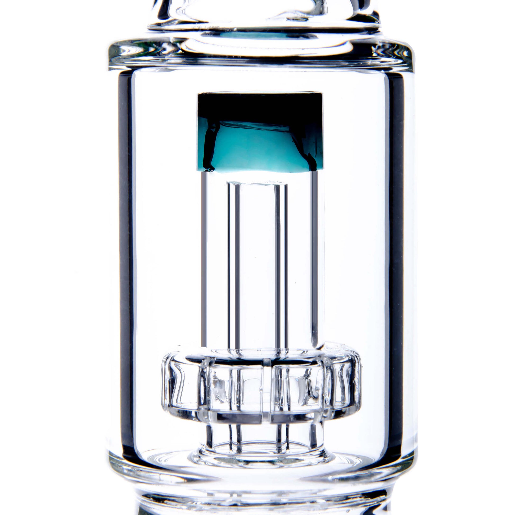 Calibear Classic Beaker Water Pipe with built-in tree percolator and blue accented mouthpiece.