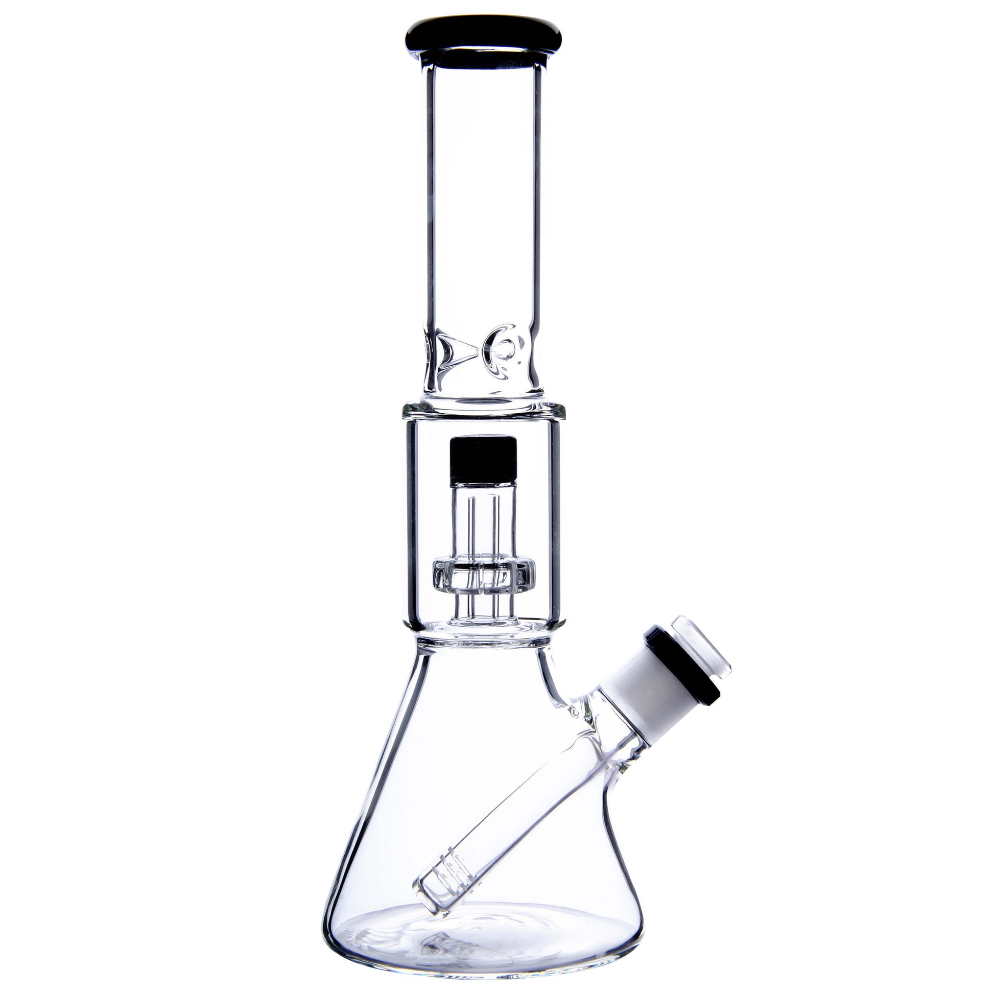 Calibear Classic Beaker Water Pipe with built-in tree percolator and blue accented mouthpiece.