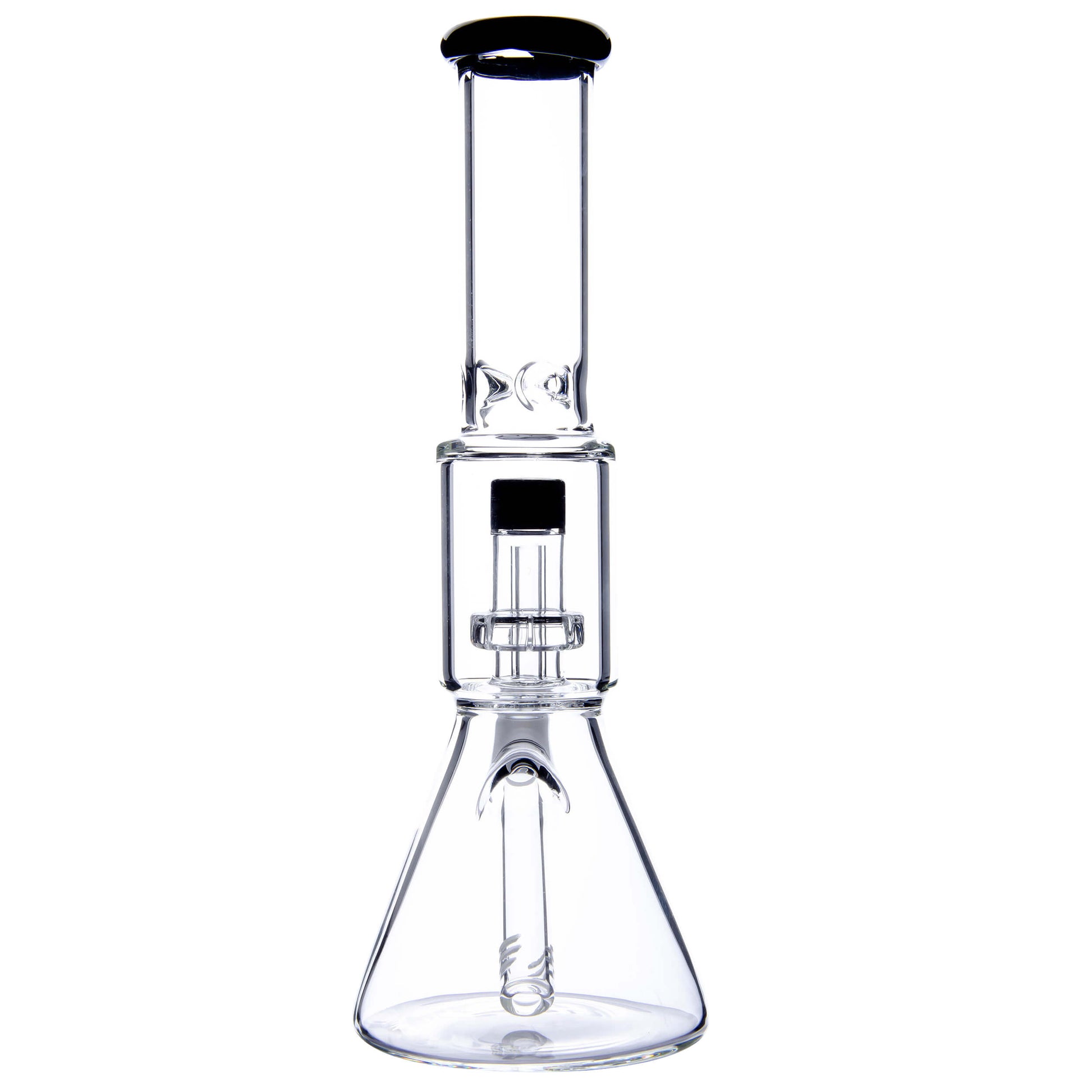 Calibear Classic Beaker Water Pipe with built-in tree percolator and blue accented mouthpiece.
