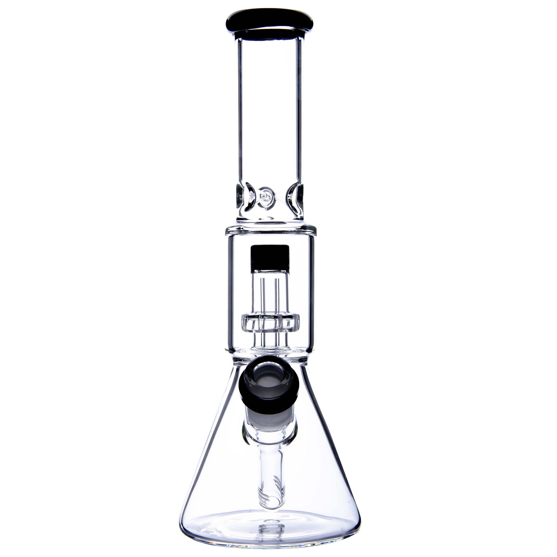 Calibear Classic Beaker Water Pipe with built-in tree percolator and blue accented mouthpiece.