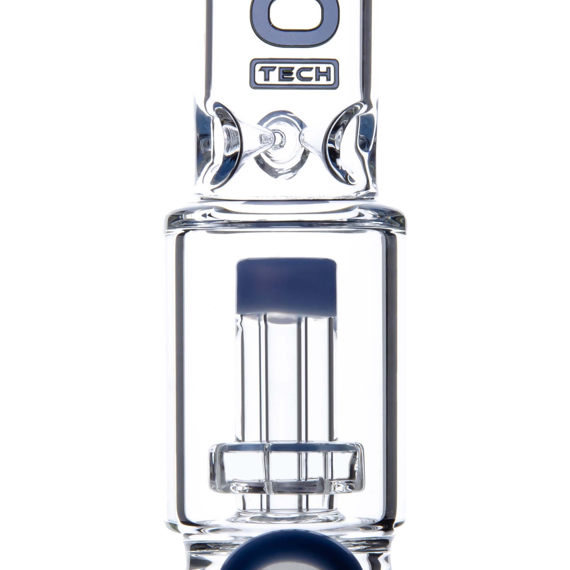 Calibear Classic Beaker Water Pipe with built-in tree percolator and blue accented mouthpiece.