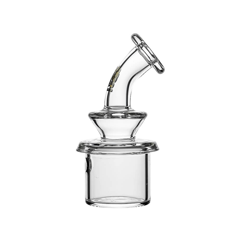 Calibear Classic Dry Glass attachment for Dr. Dabber Switch 2, a clear borosilicate glass dry topper with an ergonomic curved mouthpiece.